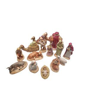 Vintage Holland Mold 1980's 14 pcs Ceramic Nativity set Hand painted